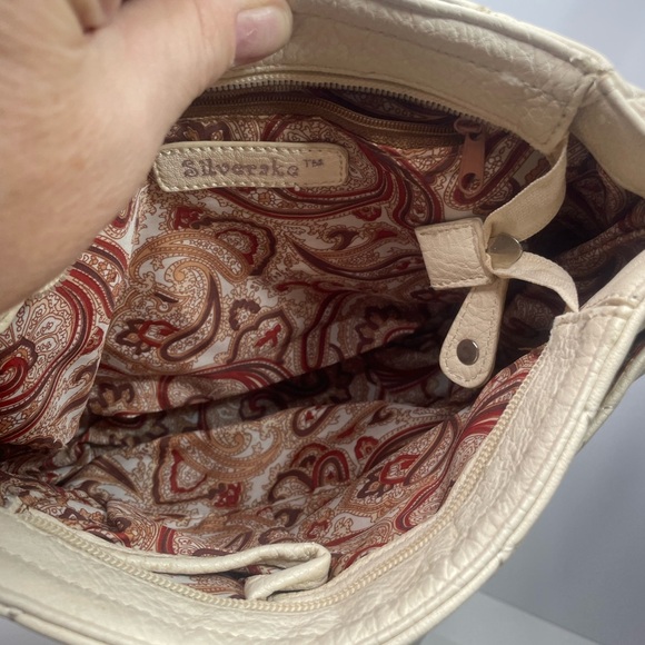 Silverake Cream Leather Quilted & Rhinestone Embossed Purse - Picture 12 of 16